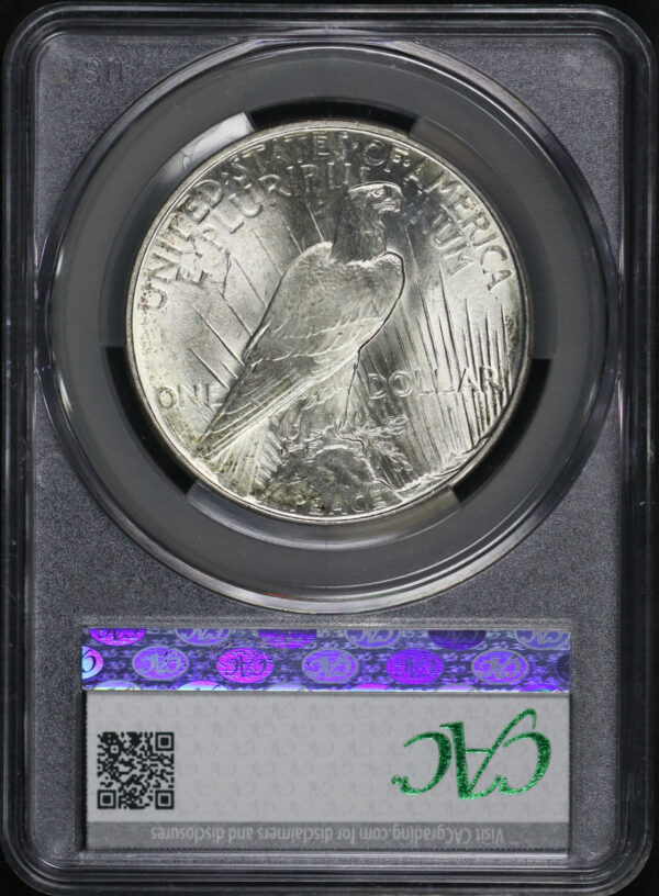 Reverse of this 1926-D Peace Dollar CACG MS-64