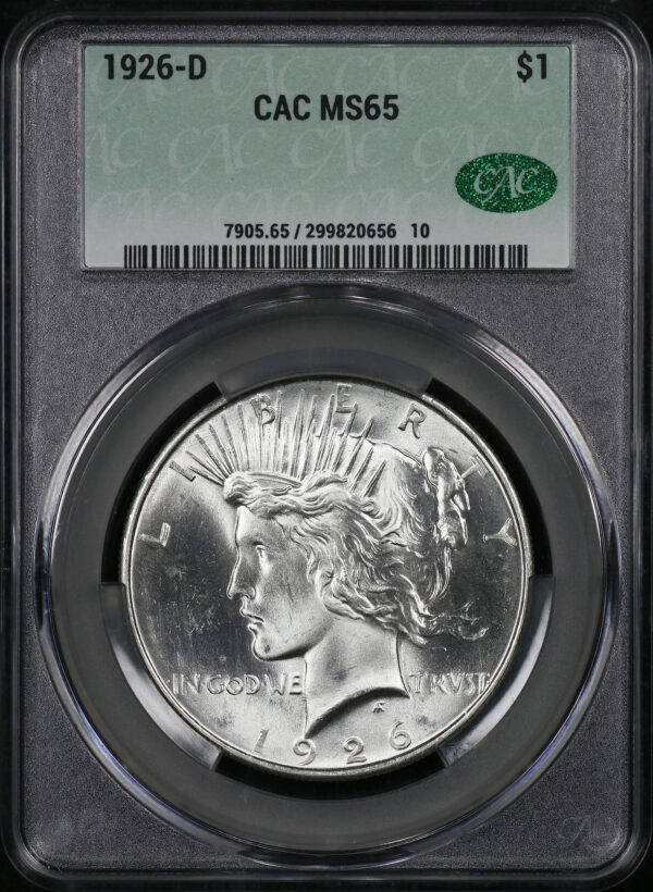 Obverse of this 1926-D Peace Dollar CACG MS-65