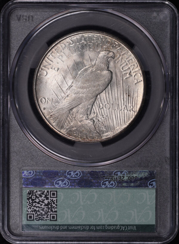 Reverse of this 1934-S Peace Dollar CACG MS-63+