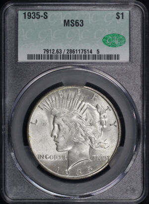 Obverse of this 1935-S Peace Dollar CACG MS-63