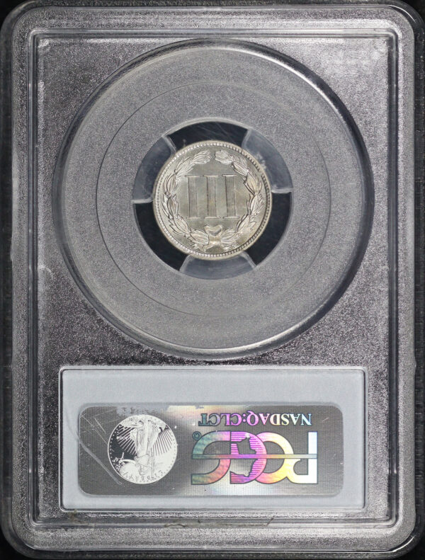 Reverse of this 1887/6 Strong Overdate Three Cent Nickel PCGS PR-66 CAM CAC