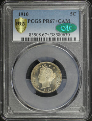 Obverse of this 1910 Liberty Nickel PCGS PR-67+ Cameo CAC