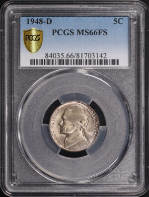 Obverse of this 1948-D Jefferson Nickel PCGS MS-66 FS