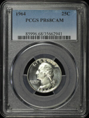 Obverse of this 1964 Washington Quarter PCGS PR-68 Cameo