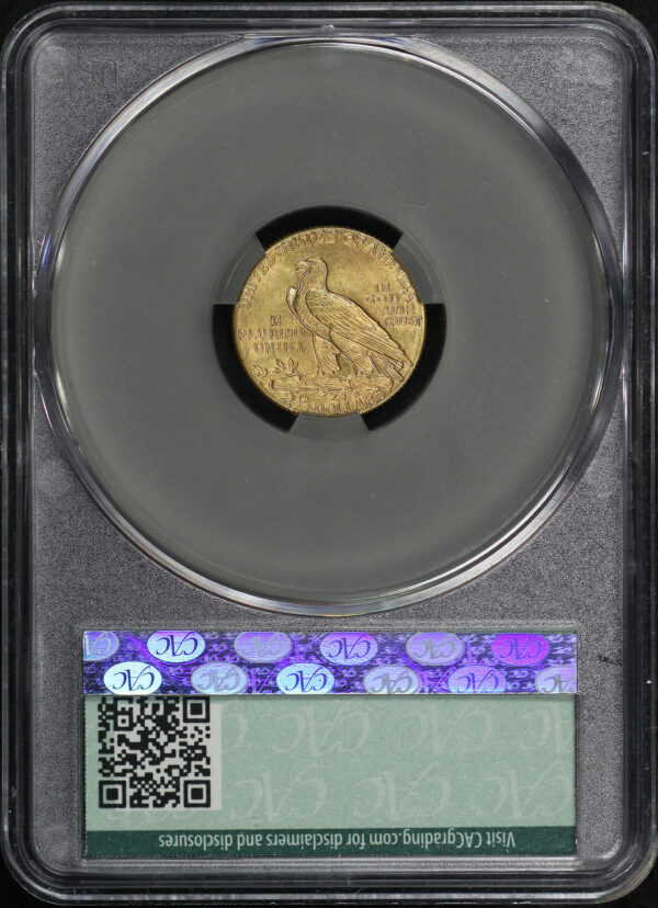 Reverse of this 1909 Indian $2.5 CACG MS-64