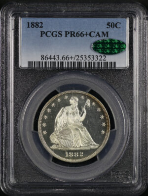 Obverse of this 1882 Liberty Seated Half Dollar PCGS PR-66+ CAM CAC