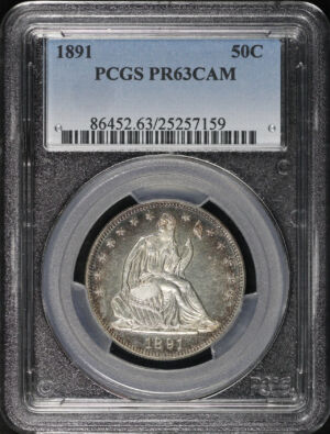 Obverse of this 1891 Liberty Seated Half Dollar PCGS PR-63 CAM