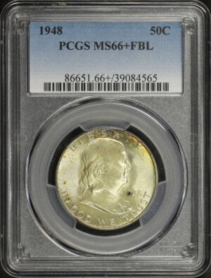Obverse of this 1948 Franklin Half Dollar PCGS MS-66+ FBL