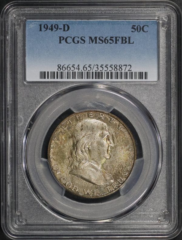 Obverse of this 1949-D Franklin Half Dollar PCGS MS-65 FBL