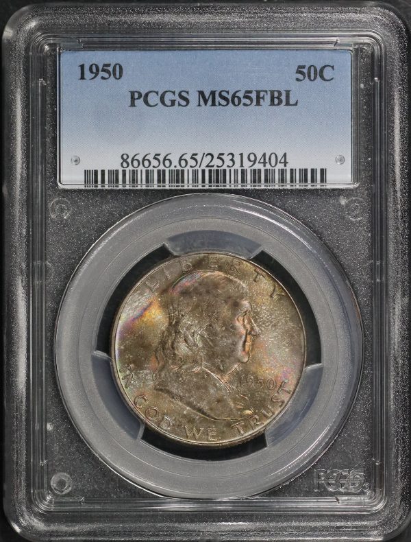 Obverse of this 1950 Franklin Half Dollar PCGS MS-65 FBL