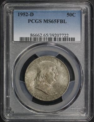 Obverse of this 1952-D Franklin Half Dollar PCGS MS-65 FBL