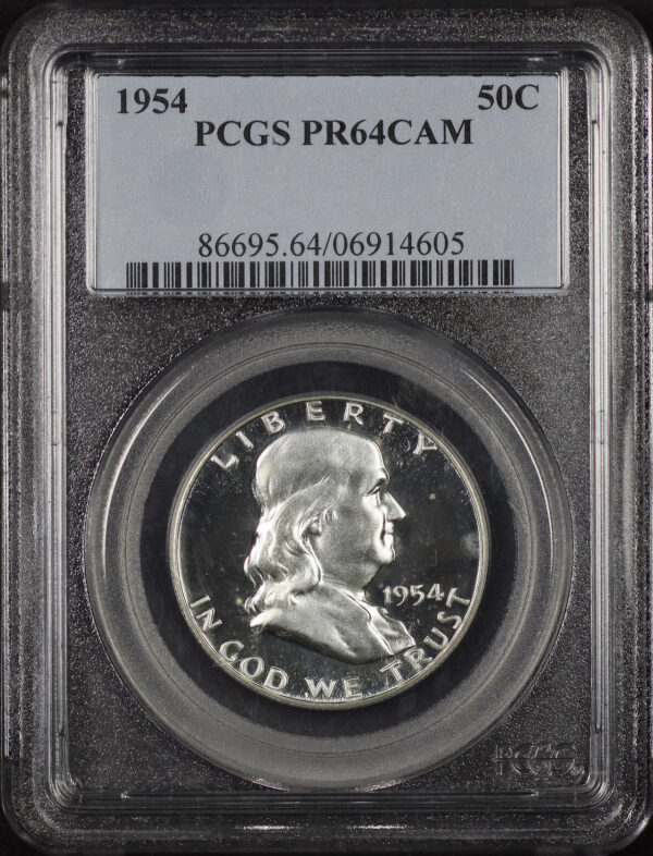 Obverse of this 1954 Franklin Half Dollar PCGS PR-64 CAM