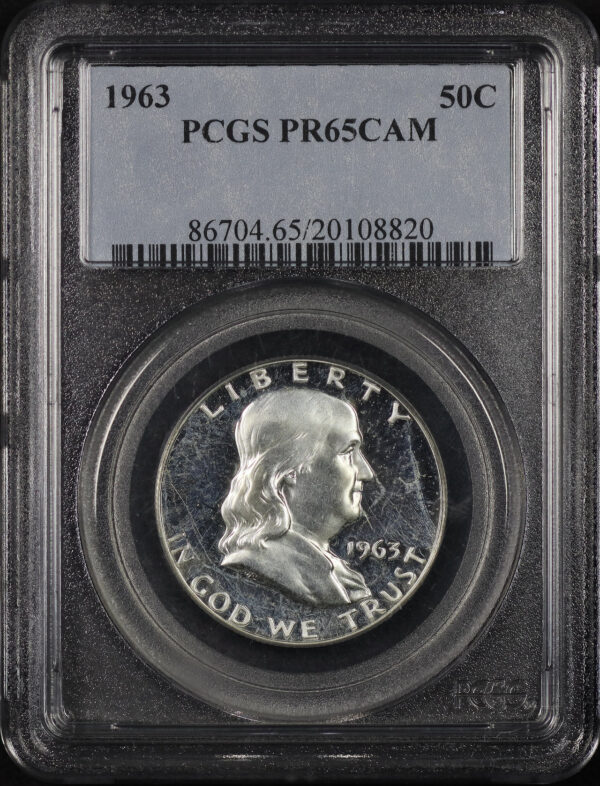 Obverse of this 1963 Franklin Half Dollar PCGS PR-65 CAM