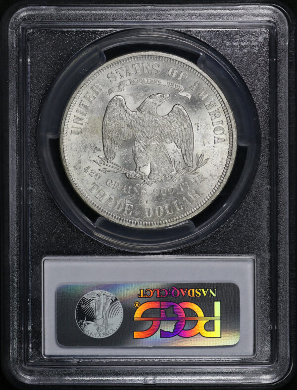 Reverse of this 1875-CC Trade Dollar Chop Mark PCGS MS-61