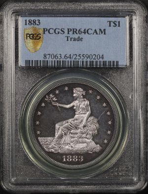 Obverse of this 1883 Trade Dollar PCGS PR-64 CAM