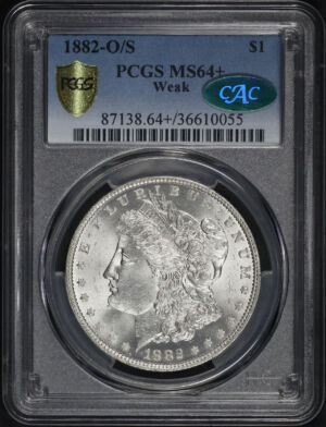Obverse of this 1882-O/S Weak Morgan Dollar PCGS MS-64+ CAC