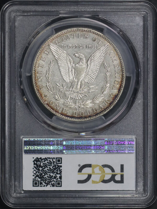 Reverse of this 1890-CC Morgan Dollar Tailbar PCGS AU-50