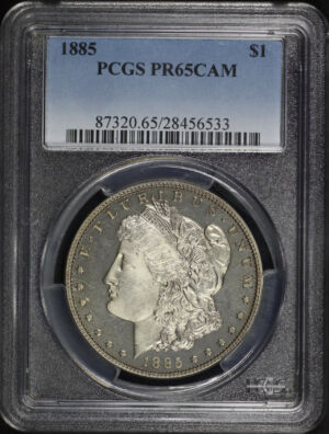 Obverse of this 1885 Morgan Dollar PCGS PR-65 CAM