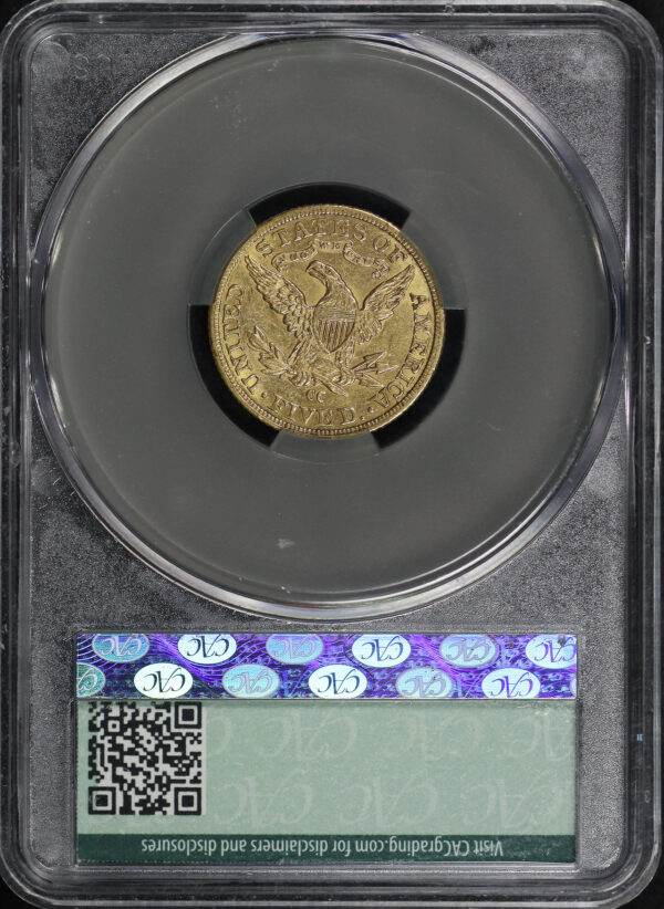 Reverse of this 1890-CC Liberty Head $5 CACG AU-55
