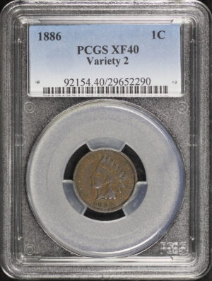 Obverse of this 1886 Indian Cent Variety 2 PCGS XF-40 BN