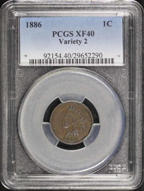 Obverse of this 1886 Indian Cent Variety 2 PCGS XF-40 BN