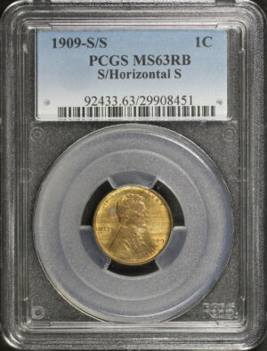 Obverse of this 1909-S/S Lincoln Cent Wheat Reverse S/Horizontal S PCGS MS-63 RB
