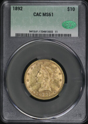 Obverse of this 1892 Liberty Head $10 CACG MS-61