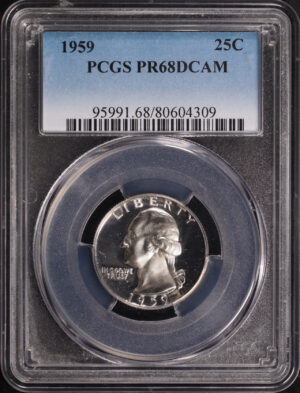 Obverse of this 1959 Washington Quarter PCGS PR-68 DCAM