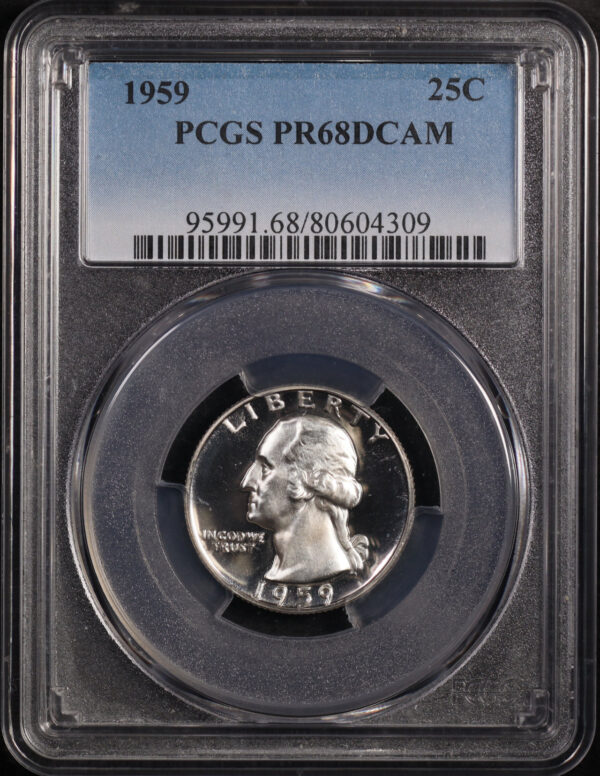 Obverse of this 1959 Washington Quarter PCGS PR-68 DCAM
