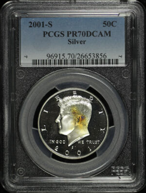 Obverse of this 2001-S Kennedy Half Dollar Silver PCGS PR-70 DCAM