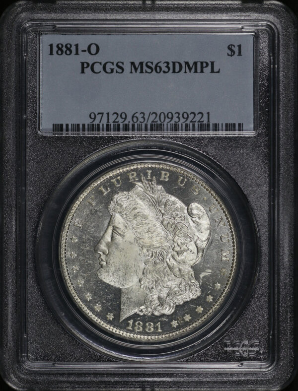 Obverse of this 1881-O Morgan Dollar PCGS MS-63 DMPL