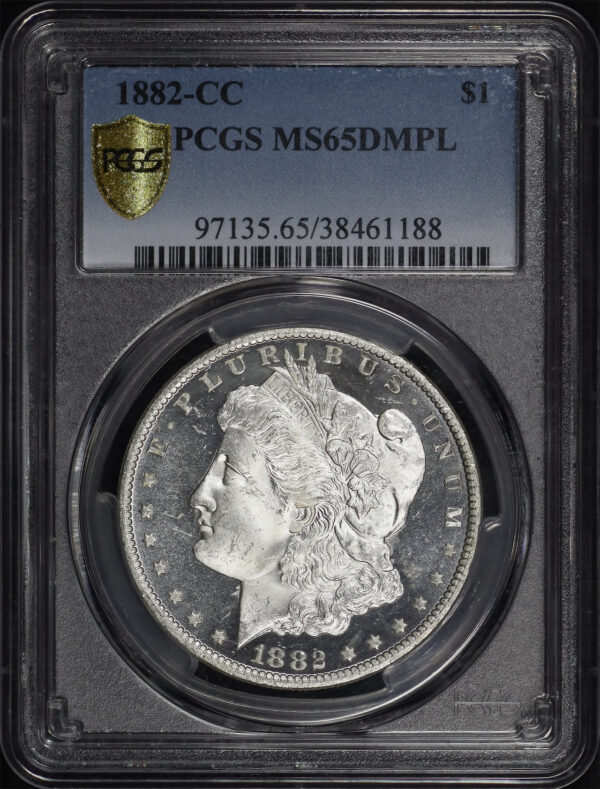 Obverse of this 1882-CC Morgan Dollar PCGS MS-65 DMPL
