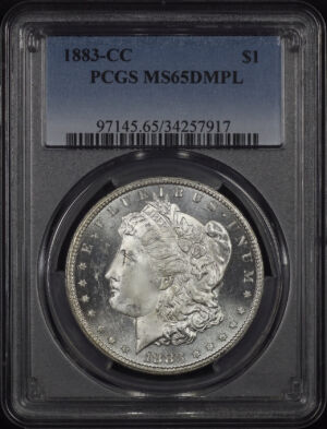 Obverse of this 1883-CC Morgan Dollar PCGS MS-65 DMPL