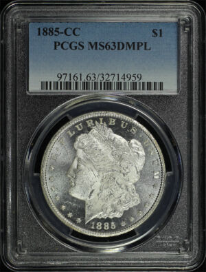 Obverse of this 1885-CC Morgan Dollar PCGS MS-63 DMPL