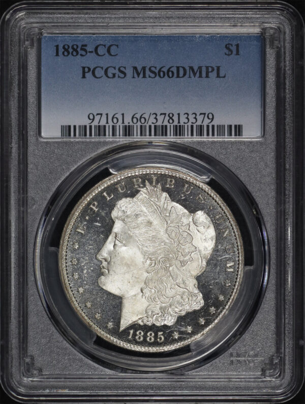 Obverse of this 1885-CC Morgan Dollar PCGS MS-66 DMPL