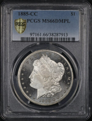 Obverse of this 1885-CC Morgan Dollar PCGS MS-66 DMPL