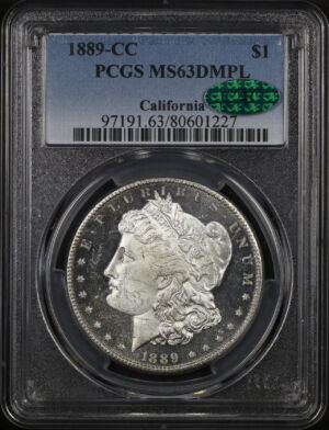 Obverse of this 1889-CC Morgan Dollar PCGS MS-63 DMPL CAC