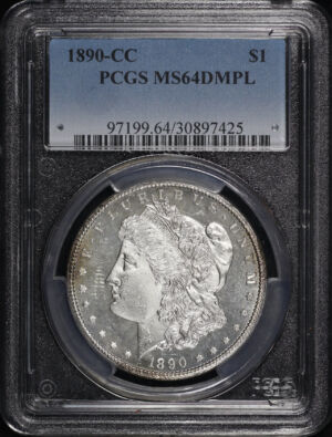 Obverse of this 1890-CC Morgan Dollar PCGS MS-64 DMPL