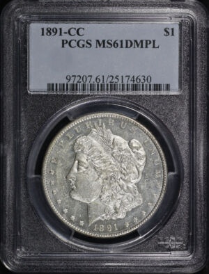 Obverse of this 1891-CC Morgan Dollar PCGS MS-61 DMPL