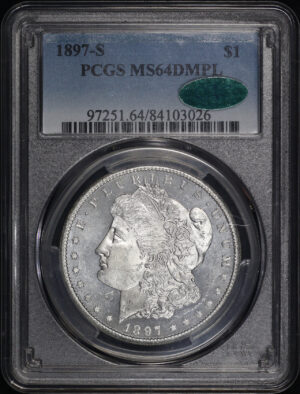 Obverse of this 1897-S Morgan Dollar PCGS MS-64 DMPL CAC