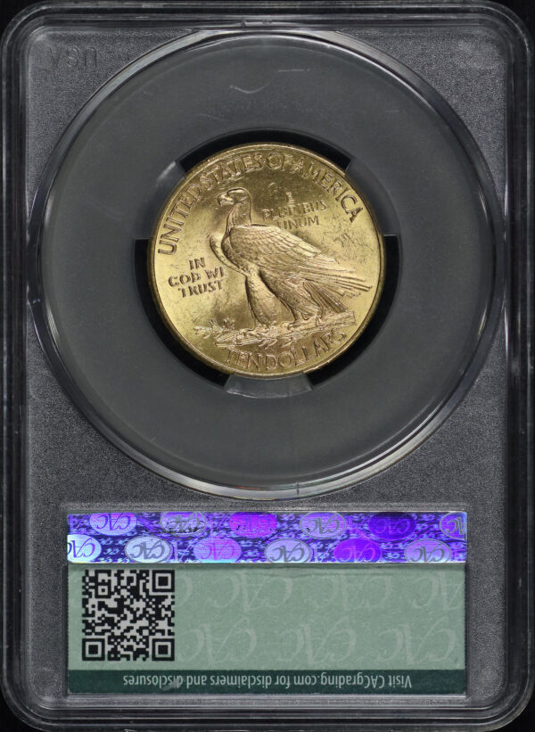 Reverse of this 1926 Indian $10 Motto CACG MS-62