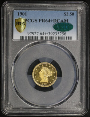 Obverse of this 1901 Liberty Head $2.5 PCGS PR-64+ DCAM CAC