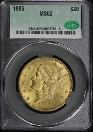 Obverse of this 1905 Liberty Head $20 Type 3 CACG MS-62