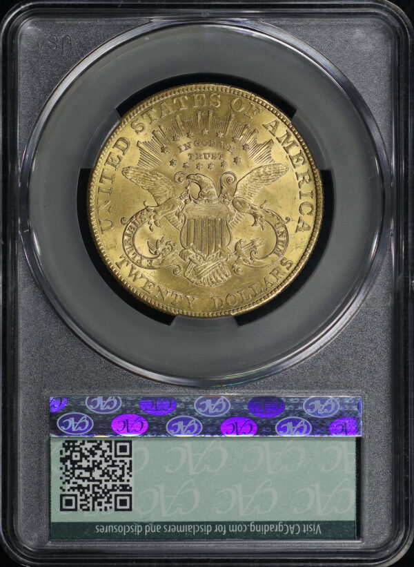 Reverse of this 1905 Liberty Head $20 Type 3 CACG MS-62
