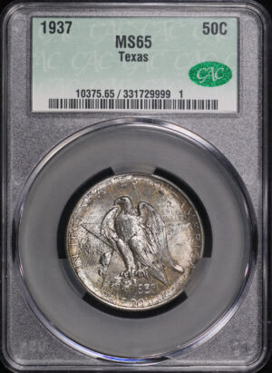 Obverse of this 1937 50c Texas Silver Commemorative CACG MS-65