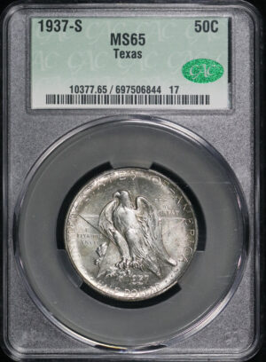Obverse of this 1937-S 50c Texas Silver Commemorative CACG MS-65