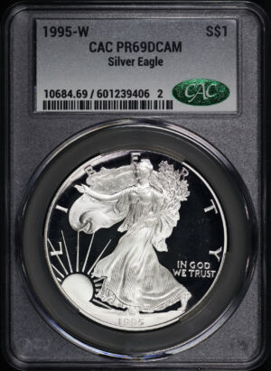 Obverse of this 1995-W Silver Eagle CACG PR-69 DCAM