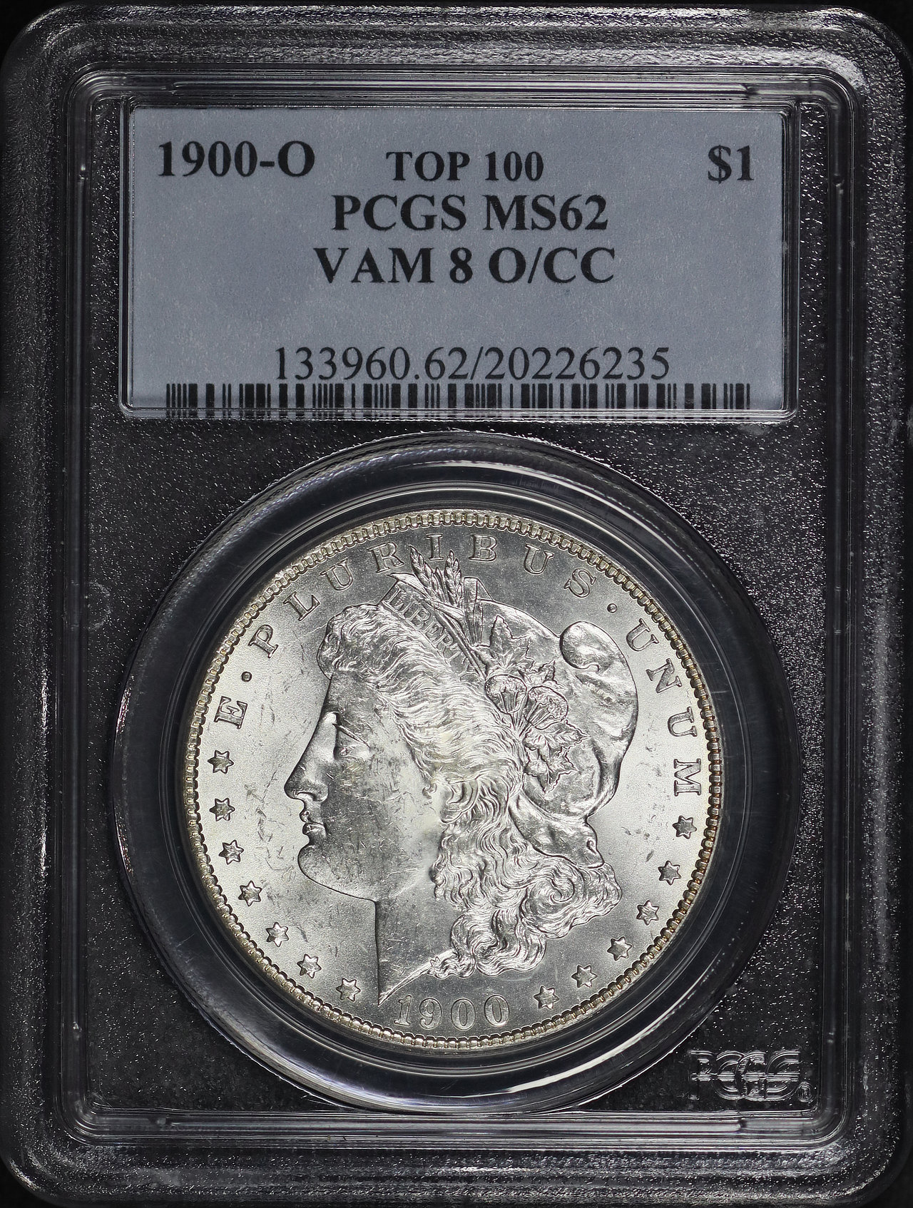 Obverse of this 1900-O/CC Top-100 Morgan Dollar VAM-8 PCGS MS-62
