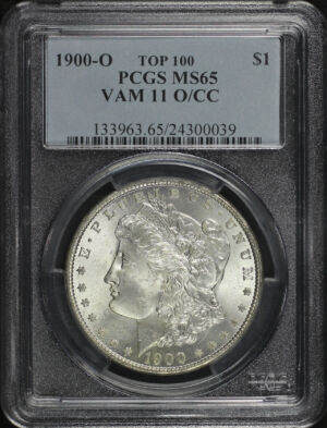 Obverse of this 1900-O/CC Top-100 Morgan Dollar VAM-11 PCGS MS-65