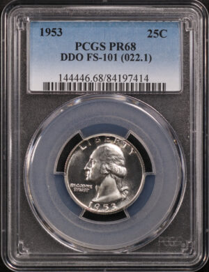 Obverse of this 1953 Washington Quarter PCGS PR-68 FS-101 DDO